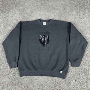 VINTAGE Kenwood Vineyards Sweatshirt Mens Large Embroidered Wolf Made USA 90s